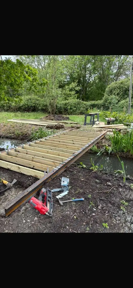 Garden bridge construction in progress