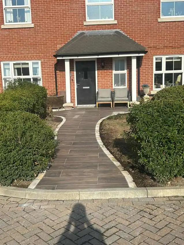 Garden path and patio landscaping