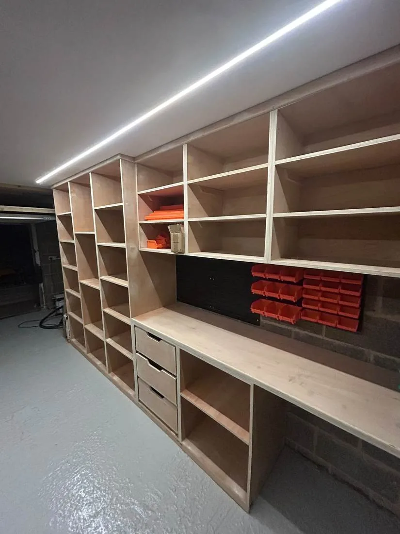 Custom garage storage and workshop fit-out